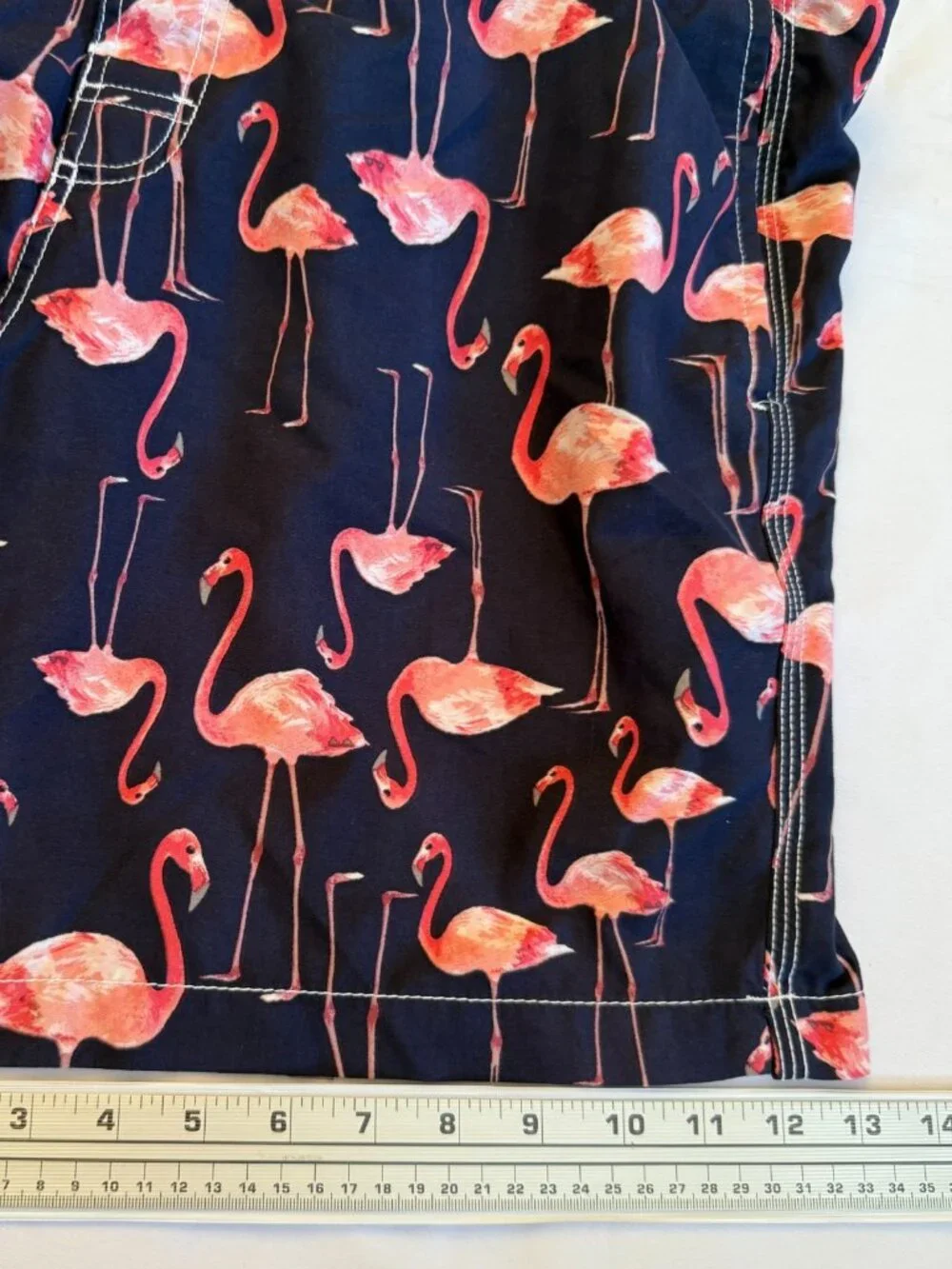TRUNKS SURF & SWIM FLAMINGO PRINT NAVY BLUE PINK LINED SHORTS MENS SIZE XL